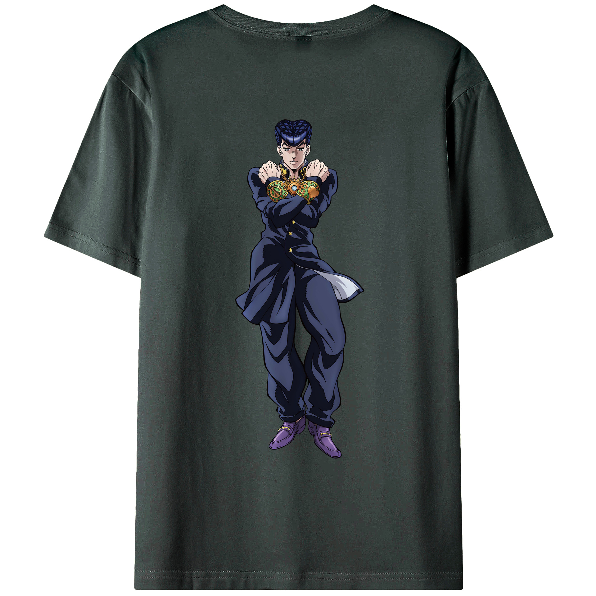 （画像用） ジョジョの奇妙な冒険 ひがしかた じょうすけ JoJo's Bizarre Adventure Higashikata Josuke 綿100％ メンズ半袖Tシャツ（バックプリント） 通気性
